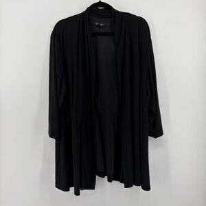 Roz & Ali Cardigan Black Women 3X Open Front Shawl Collar Draped Plus Size